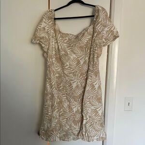LOFT Tan Leaf Print Mini Dress